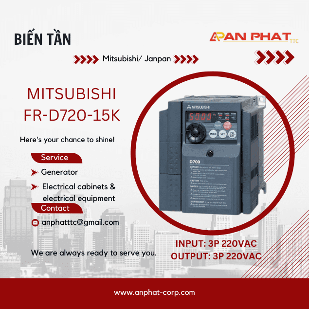 Biến tần Mitsubishi FR-D720-15K 15kW 3 Pha 220V