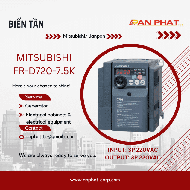 Biến tần Mitsubishi FR-D720-7.5K 7.5kW 3 Pha 220V