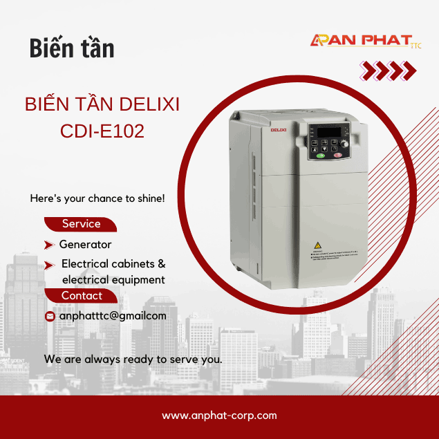 Biến tần Delixi CDI-E102G2R2T4B; 2.2kW/3PH,380V/6.0A