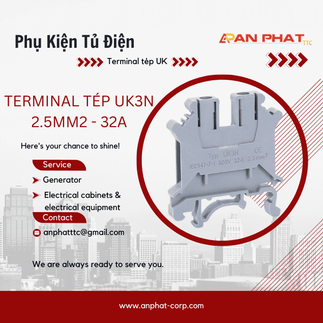 Terminal tép UK3N - 2.5mm2 - 32A