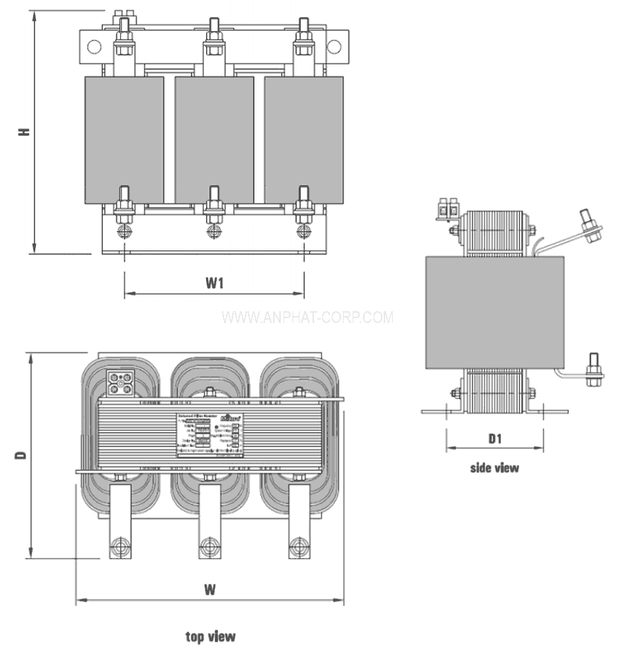 MX07-400/35.6-440/040 : Cuộn kháng Mikro dùng cho tụ bù 40Kvar, 440V, lọc 7%