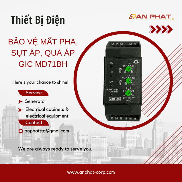 Bảo vệ mất pha, sụt áp, quá áp GIC MD71BH