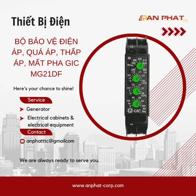 Bộ bảo vệ điện áp, quá áp, thấp áp, mất pha GIC MG21DF