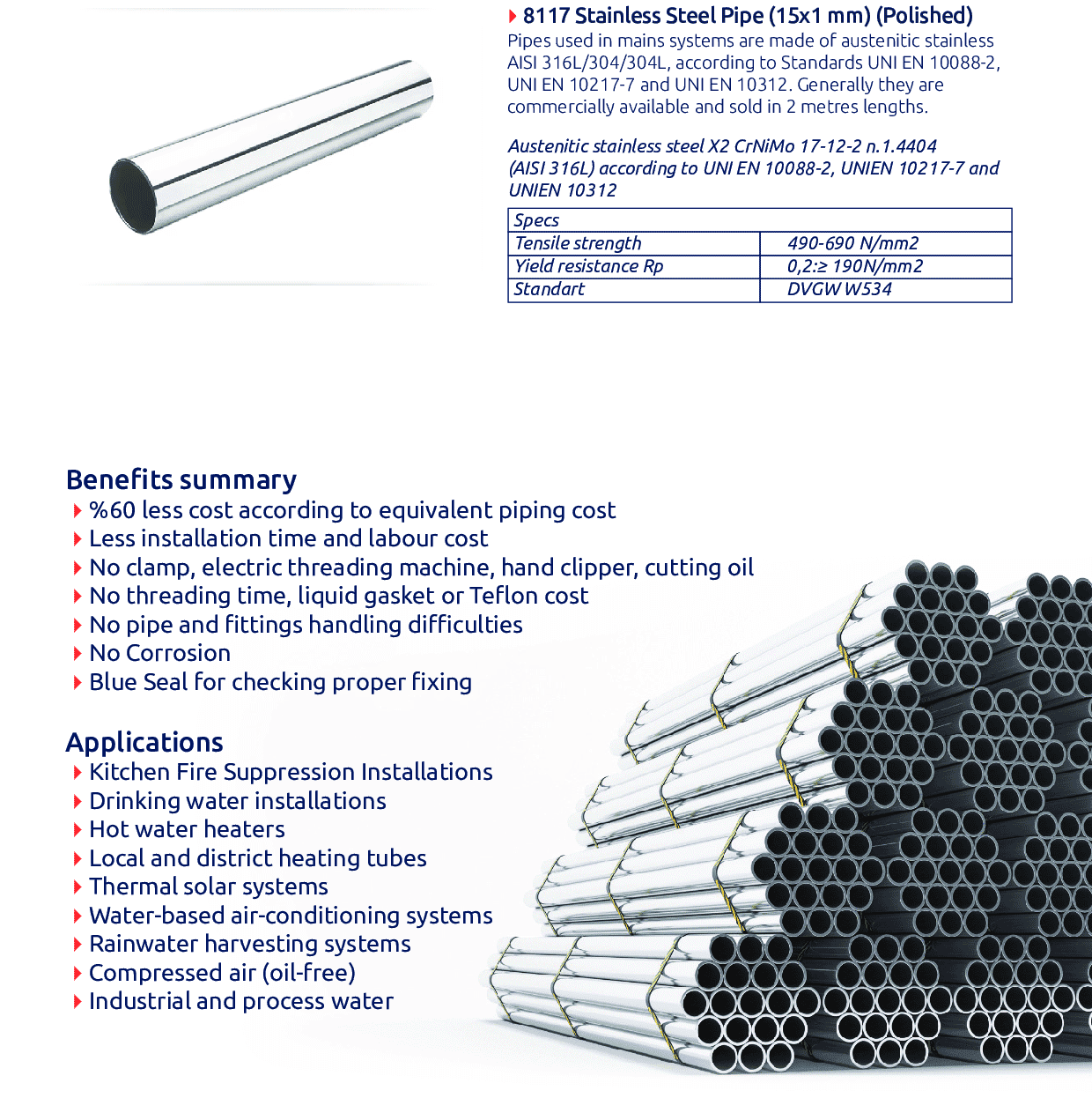 DISCHARGE PIPING SYSTEM PRESS FITTINGS AND PIPE